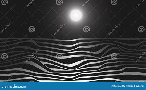 Full Moon Above The Sea Black And White Wallpaper With Gradient