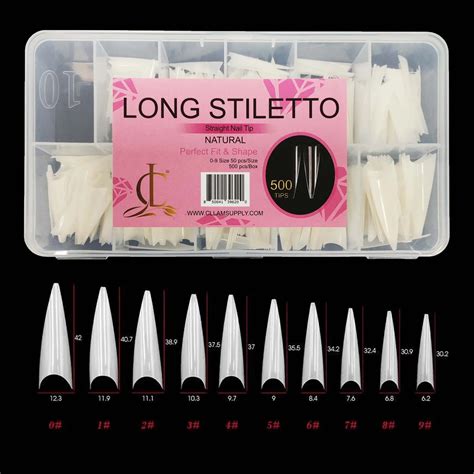 Long Stiletto Tips Natural Box Tsln Cllam Supply