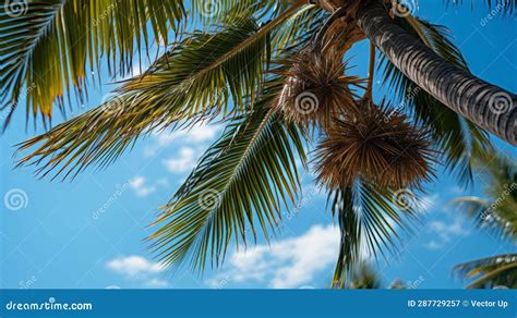 Coconut Palm Tree And Blue Sky Generative AI Stock Illustration