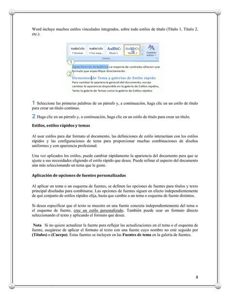 Manejo De Estilos Ndices Tablas De Contenido E Ilustraciones Pdf