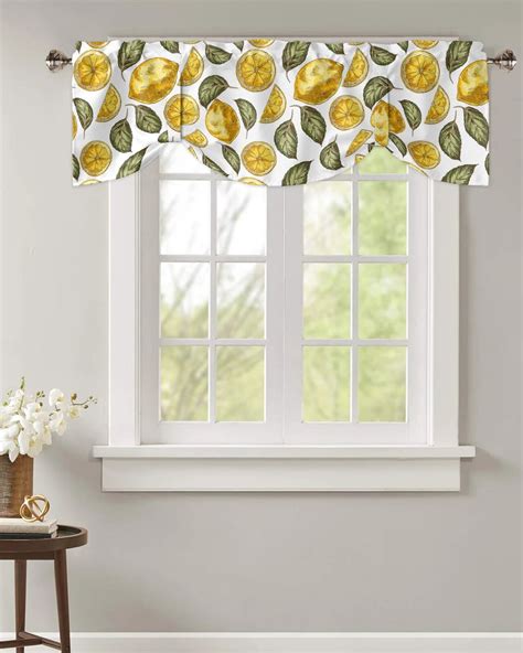 Fruit Lemon Graffiti Texture Window Valance Curtain Kitchen Cafe Short