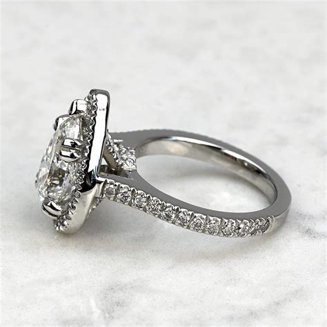 Carat Lab Created Pear Diamond Delicate Halo Engagement Ring