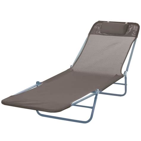 Chaise Longue Pliante Bain De Soleil Inclinable Transat Textilene Lit