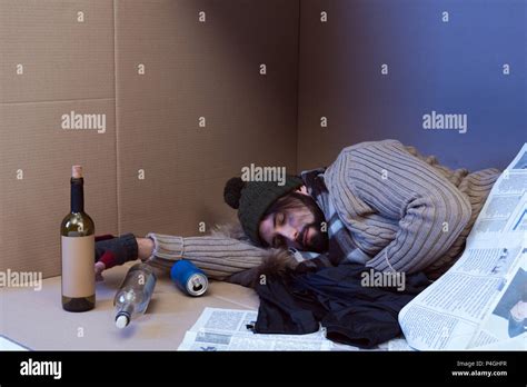 Homeless Sleeping In Cardboard Box Hi Res Stock Photography And Images