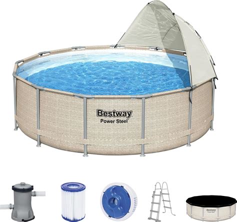 Bestway Power Steel Deluxe 488x122 Cm Frame Pool Rund Im Komplett Set