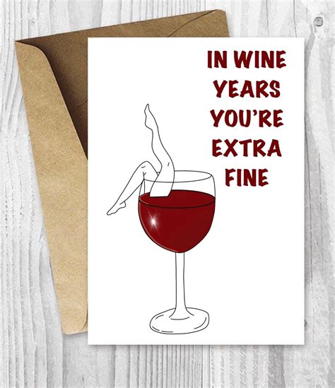 Wine Printable Birthday Card Etsy