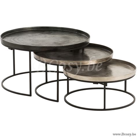 J Line Set Bijzettafels Aluminium Zwart Mix Nesting Tables J Line Set