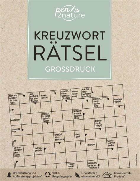 Kreuzworträtsel Großdruck Nachhaltige Großdruck Rätsel in Farbe von