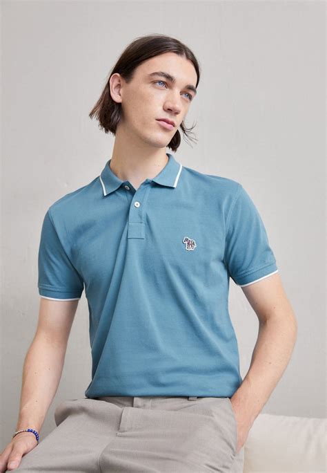 Ps Paul Smith Slim Badge Poloshirt Petrol Blueblauw Zalandobe