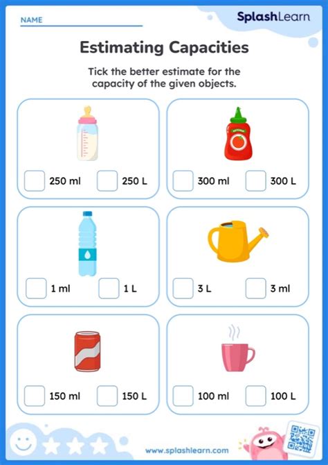 Year 2 Estimate Capacity Differentiated Worksheets Twinkl
