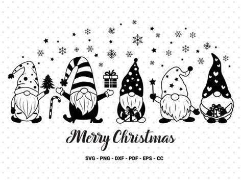 Merry Christmas Gnomes With Presents And Snowflakes On The Background