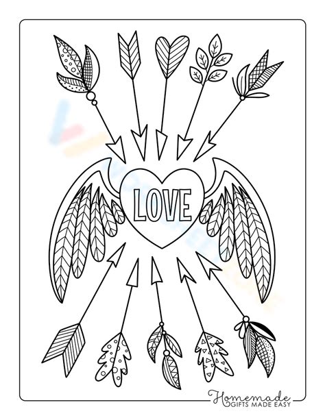 Winged Heart With Arrows Worksheet