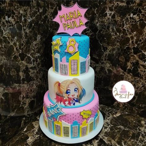 Bolo Da Arlequina Infantil - Bolo da Arlequina: 60 ideias para ter a melhor festa de Gotham | Bolo ...