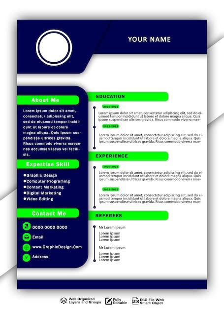 Premium Psd Free Vector Minimalist Cv Template With Photo Space