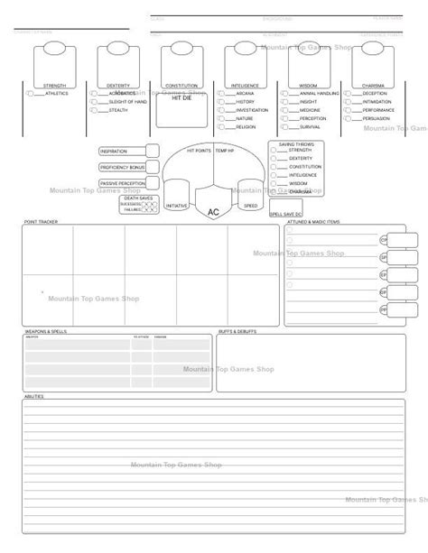 Dnd 5e Custom Character Sheet Etsy De