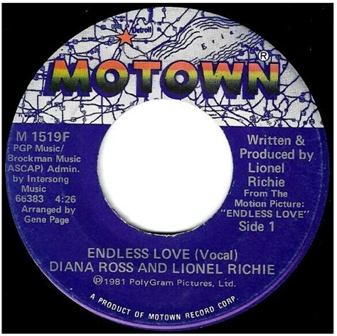 Ross Diana Lionel Richie Endless Love Motown M 1519F Single