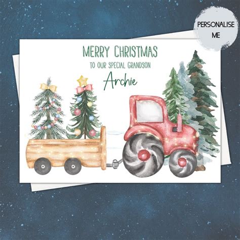 Tractor Christmas Cards Etsy