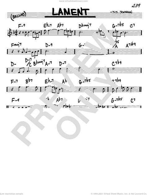 Lament sheet music for voice and other instruments (in C) (PDF)