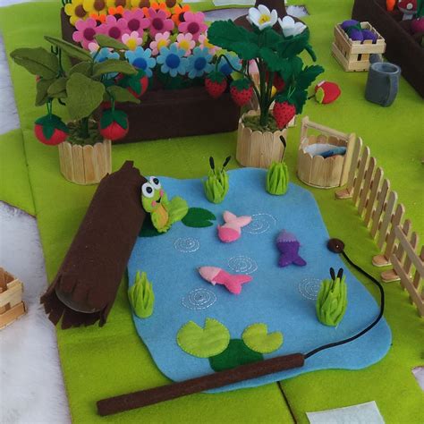 Farm Play Mat Garden Playscape Waldorf Play Mat Farmer Farm Animal