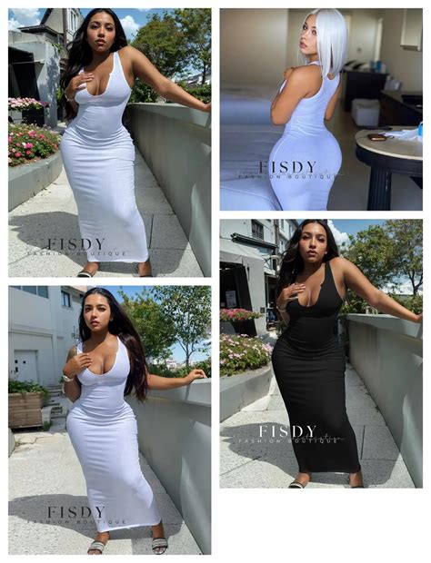 Fisdy Sophisticated Sleeveless Deep V Neck Bodycon Dress With Elegant