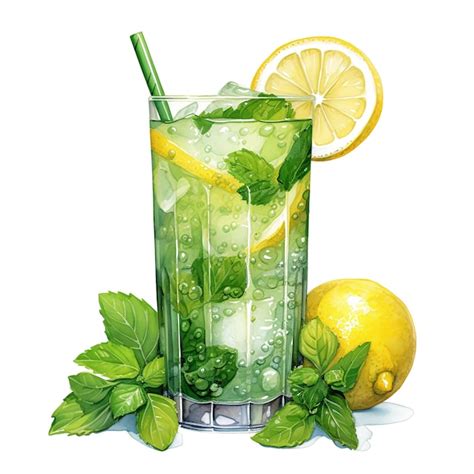 Premium Photo Watercolor Illustration Of A Fresh Lemonade