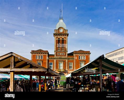 The Outdoor Street Market And Market Hall In Chesterfield Town Centre