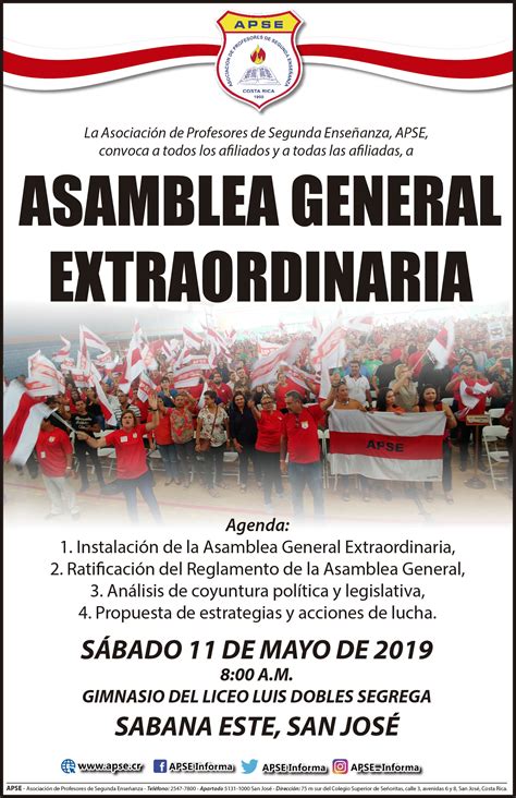 Convocatoria A Asamblea General Extraordinaria Apse Asociaci N De