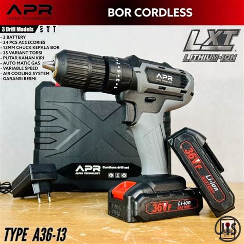 Jual Bor Cordless 36V 13mm APR Impact Drill Type A36V 13 MESIN Bor