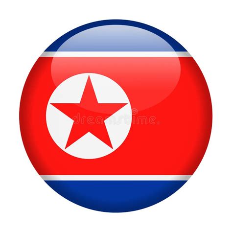 Icono Redondo Del Vector De La Bandera De Corea Del Norte Stock De