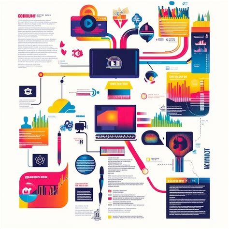 Colorful Infographic With Various Charts And Elements Connected By