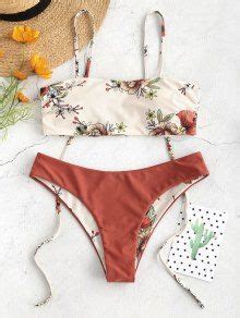 67 OFF 2022 ZAFUL Floral Tie Reversible Bikini Set In MULTI A ZAFUL