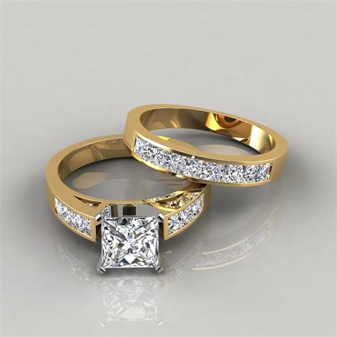 Moissanite Princess Cut Engagement Ring And Bridal Set