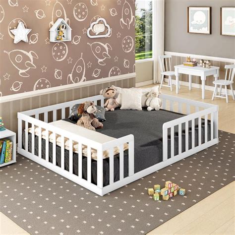 Cama Montessoriana Casal Giulia Madeira Maci A Grade Branco