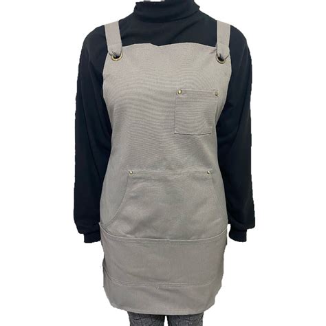 Grey Canvas Apron With Pocket Café Apron For Adults