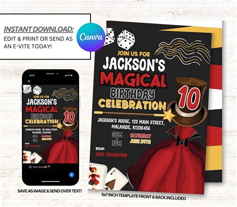 Magician Invitations Magician Birthday Invitation Magician Party