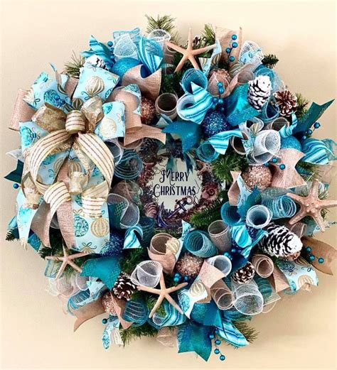 Nautical Christmas Wreath Christmas Decor Coastal Christmas Decor