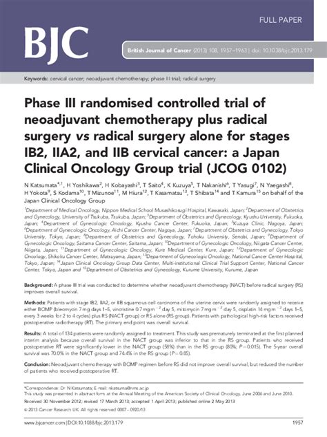 Pdf Phase Iii Randomised Controlled Trial Of Neoadjuvant Chemotherapy