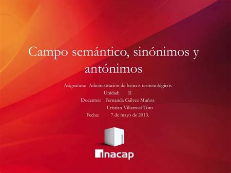 PPT Campo semántico sinónimos y antónimos PowerPoint Presentation