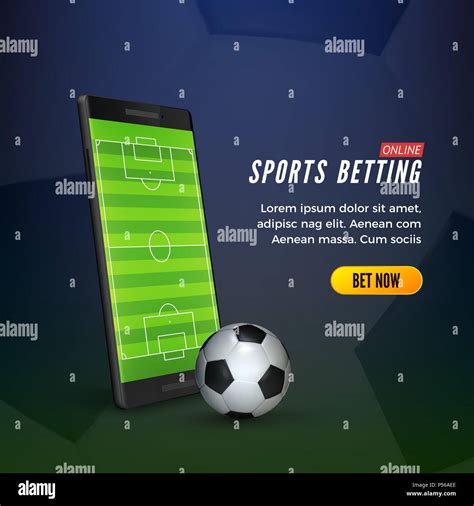 Sports Betting Online Web Banner Concept Mobile Phone With Socer Field