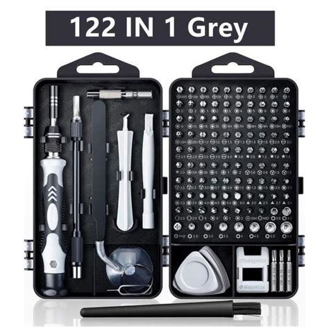 TOURNEVIS 122 in 1 Gray jeu de tournevis et écrous de précision Kit