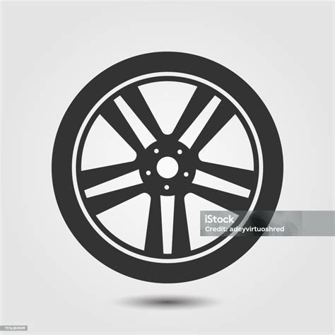 Simple Car Rim Or Tire Illustration Isolated In White Background Stock