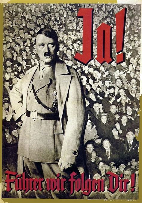 Hitler On Nazi Propaganda Poster Circa 1933 Color Added 2016 Photograph