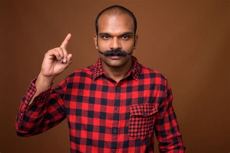 Premium Photo Portrait Of Indian Hipster Man With Mustache