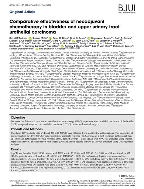 PDF Comparative Effectiveness Of Neoadjuvant Chemotherapy In Bladder