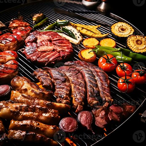 Grilled Meat with a variety of meats on a plate perfect appetizer ...