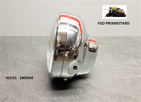 Fgd Moto Phare Moto Universel Rond Mm Metal Chrome