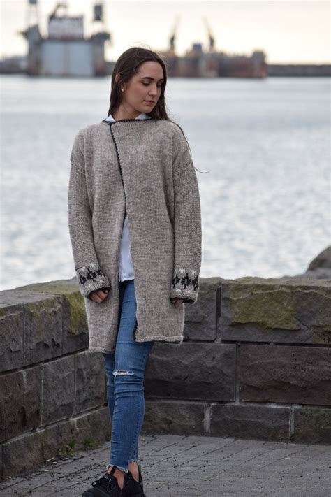 Handmade Long Cardigan From Icelandic Wool Etsy Long Cardigan