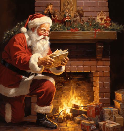 Santa Claus By Fireplace Free Stock Photo - Public Domain Pictures