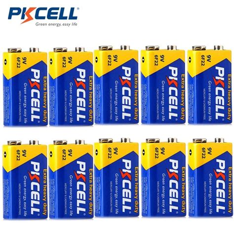 10pcslot Pkcell Battery 9v Batteries 6f22 Single Sex Dry Battery Zinc Carbon Batteria For