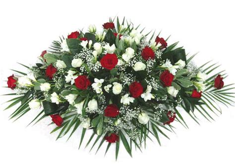 Funeral Flowers Red Rose And Freesia Spray